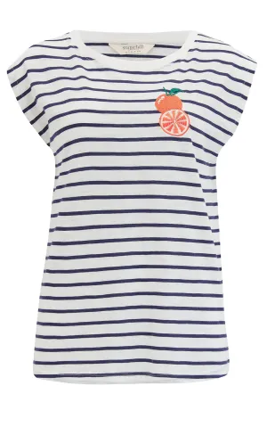 Chrissy Relaxed Tank T-shirt Off-White Navy Fruity Orange
