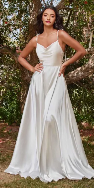 Cinderella Divine BD104W Ravishing Cowl A-Line Satin Gown