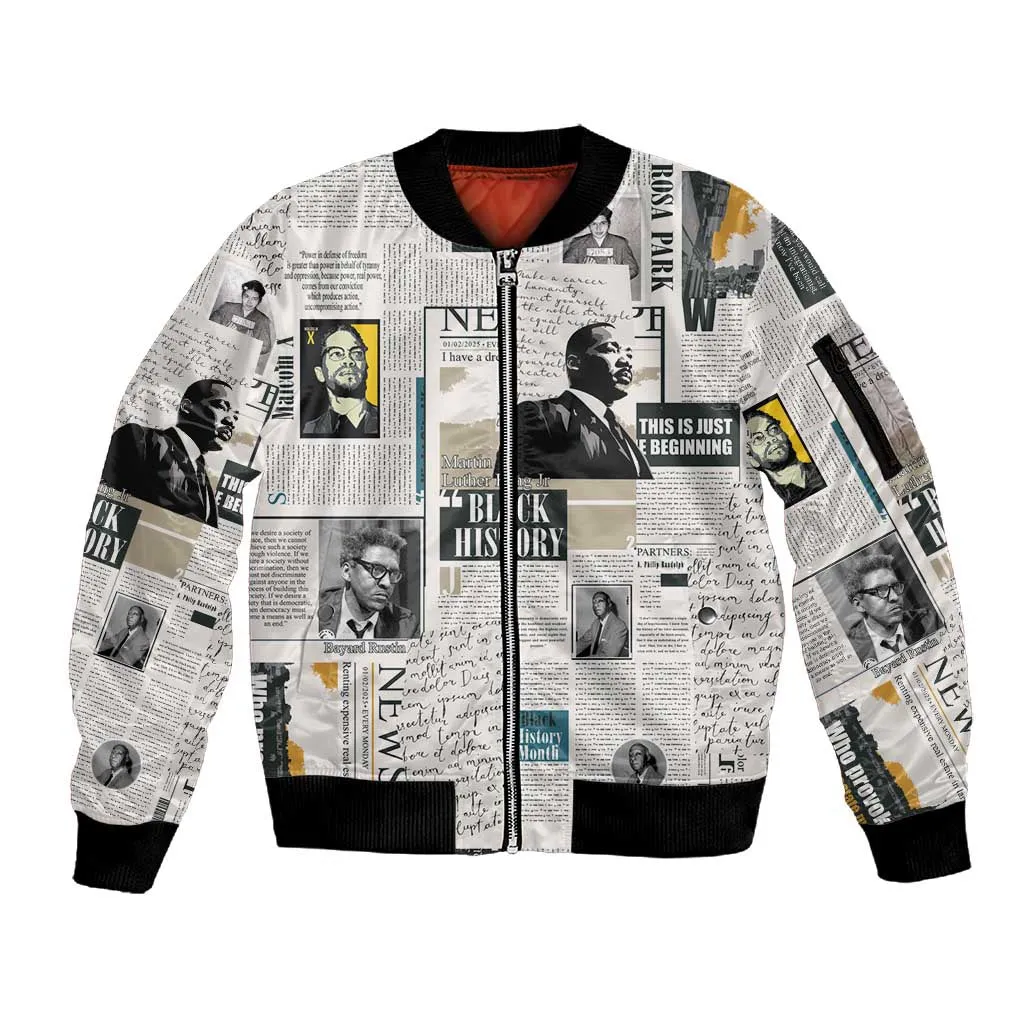 Civil Rights Leaders Sleeve Zip Bomber Jacket African-American History Month LT15