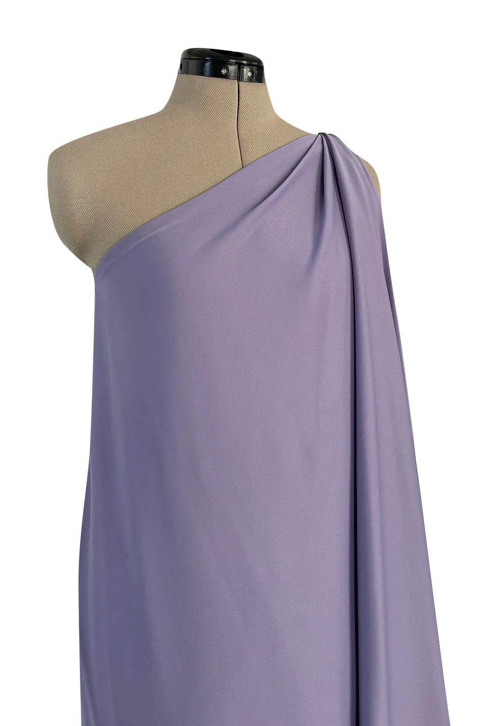 Classic 1978 Halston One Shoulder Draped Pastel Purple Jersey Full Length Maxi Dress