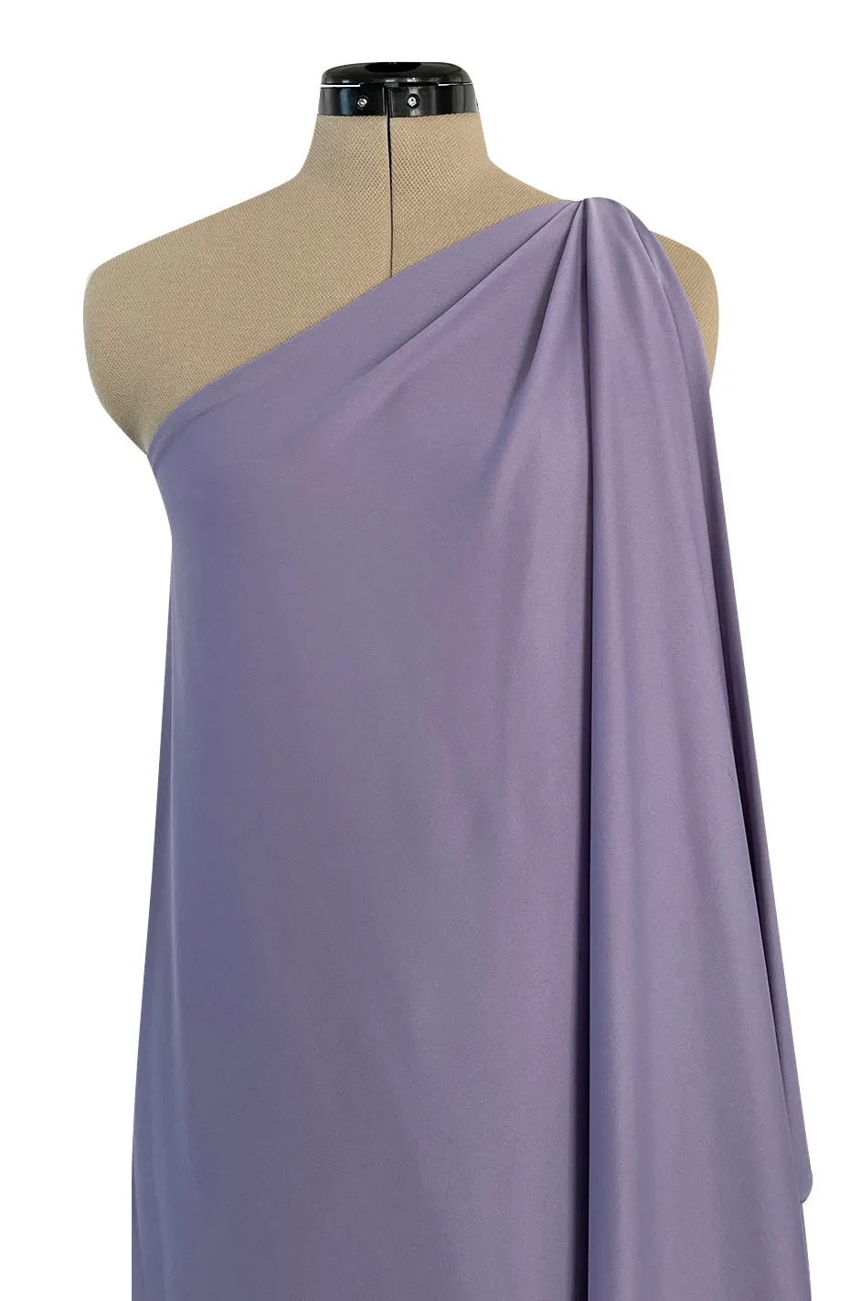 Classic 1978 Halston One Shoulder Draped Pastel Purple Jersey Full Length Maxi Dress