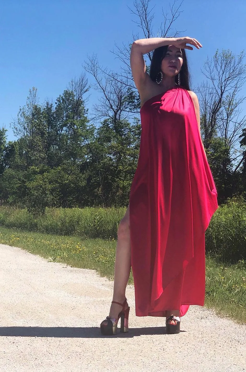 Classic 1978 Halston One Shoulder Draped Pastel Purple Jersey Full Length Maxi Dress