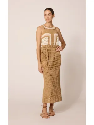 Cleobella Kiana Crochet Midi in Beige/Ivory/Pink
