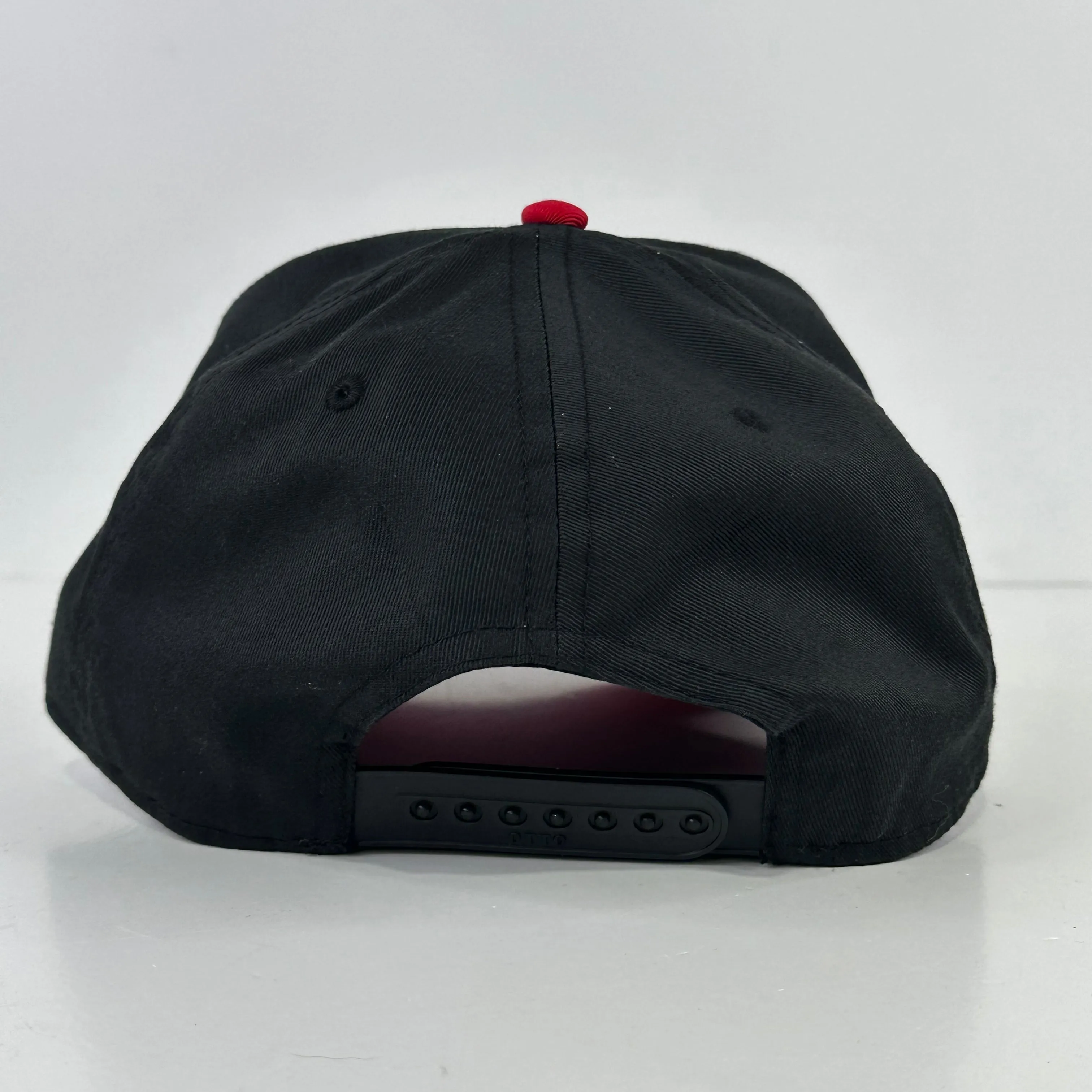 Cock Out Funny on a Black Crown Red Brim SnapBack Hat Cap Custom Embroidered