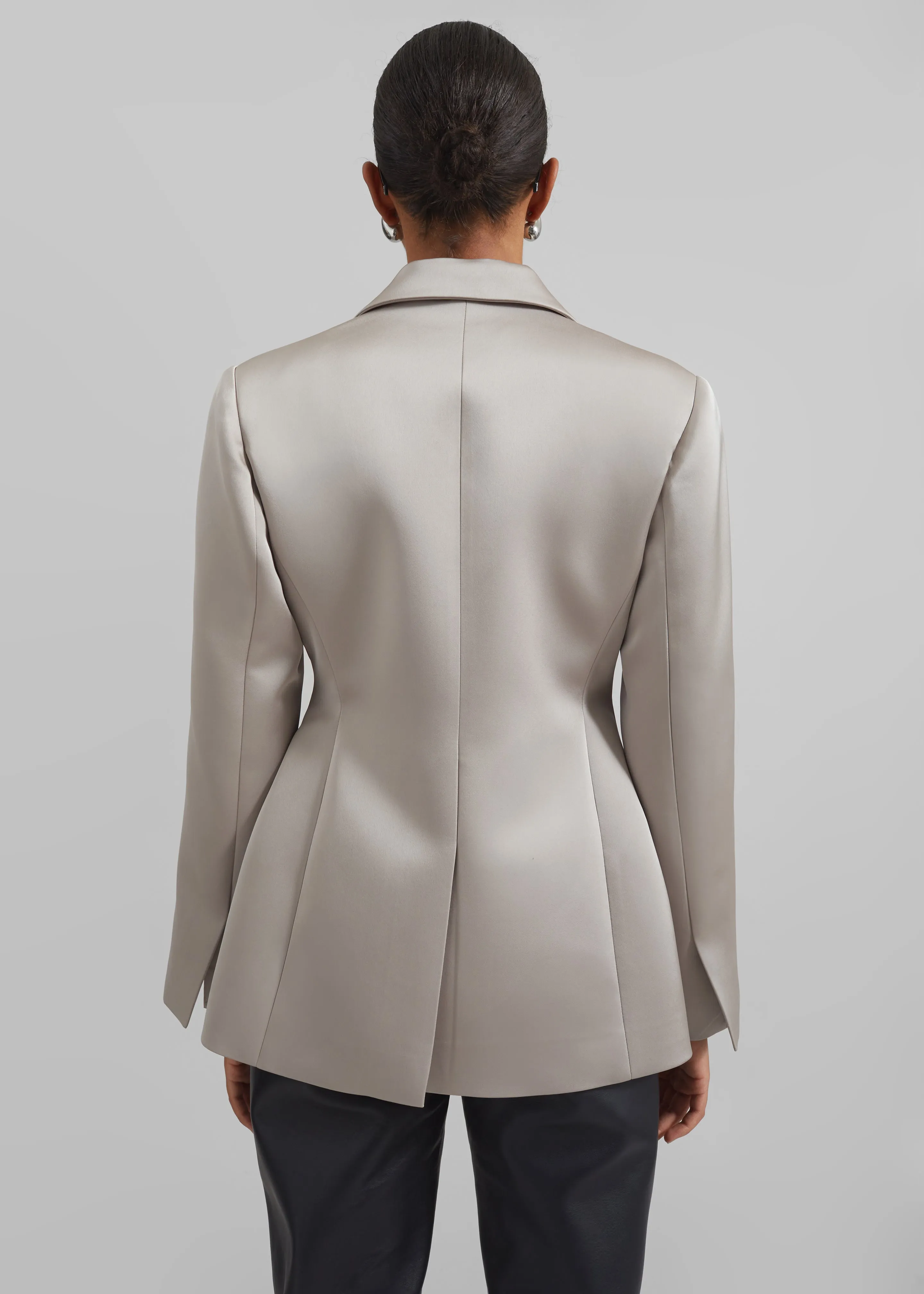 Colette Hourglass Satin Blazer - Light Taupe