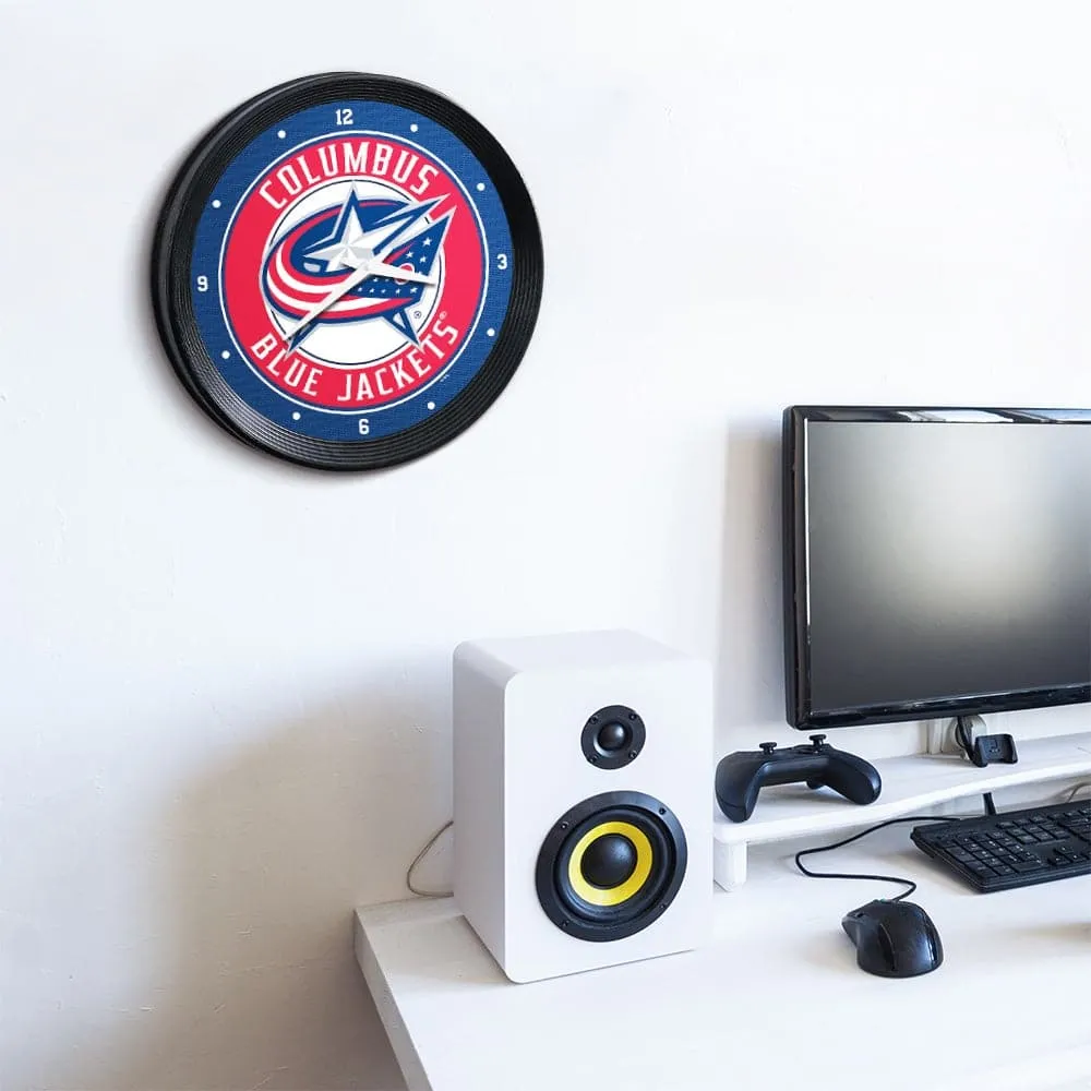 Columbus Blue Jackets: Ribbed Frame Wall Clock
