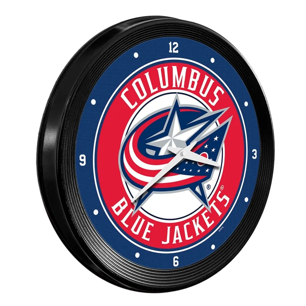 Columbus Blue Jackets: Ribbed Frame Wall Clock