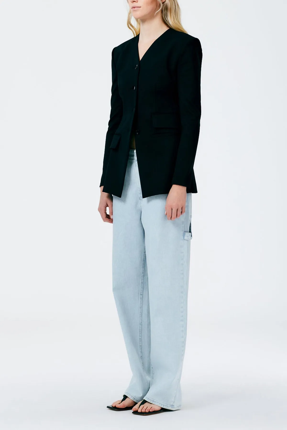 Compact Ultra Stretch Knit Fitted Blazer in Black