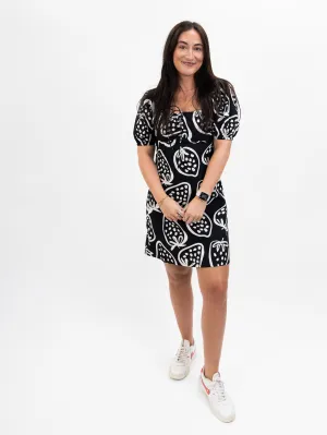 Compania Fantastica Short black strawberry print dress