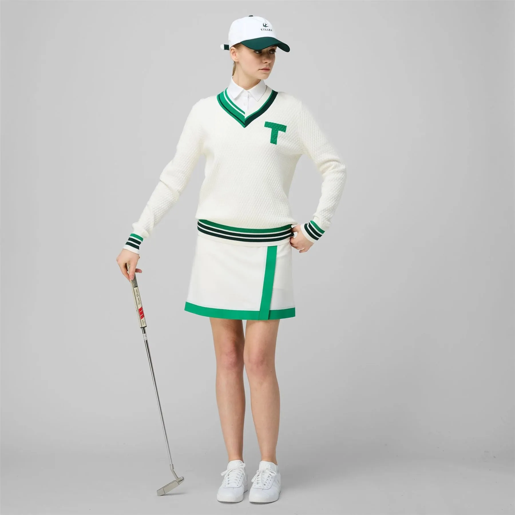 Contrast Sport Skirt Off White/Green Sport