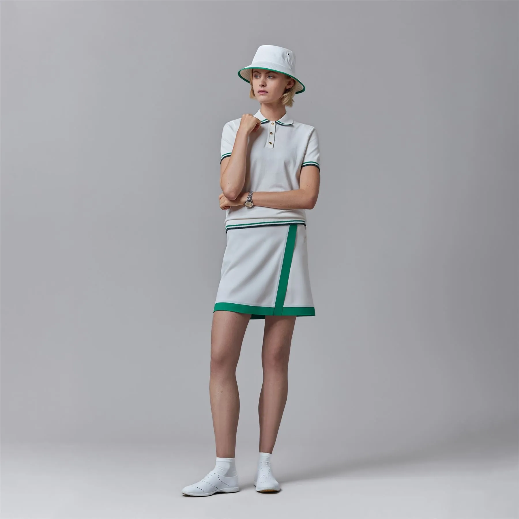 Contrast Sport Skirt Off White/Green Sport
