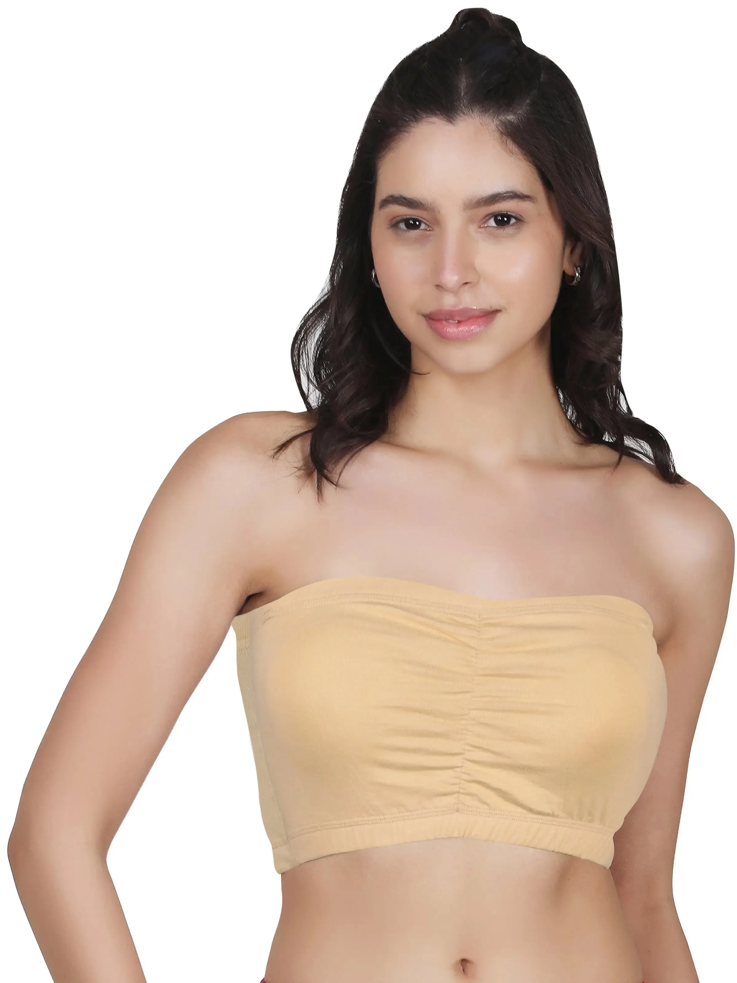 Cotton Strapless Tube Bra For Women| Bandeau Bra With Removable Pads | Skin Tube Top With Straps Pack Of 1