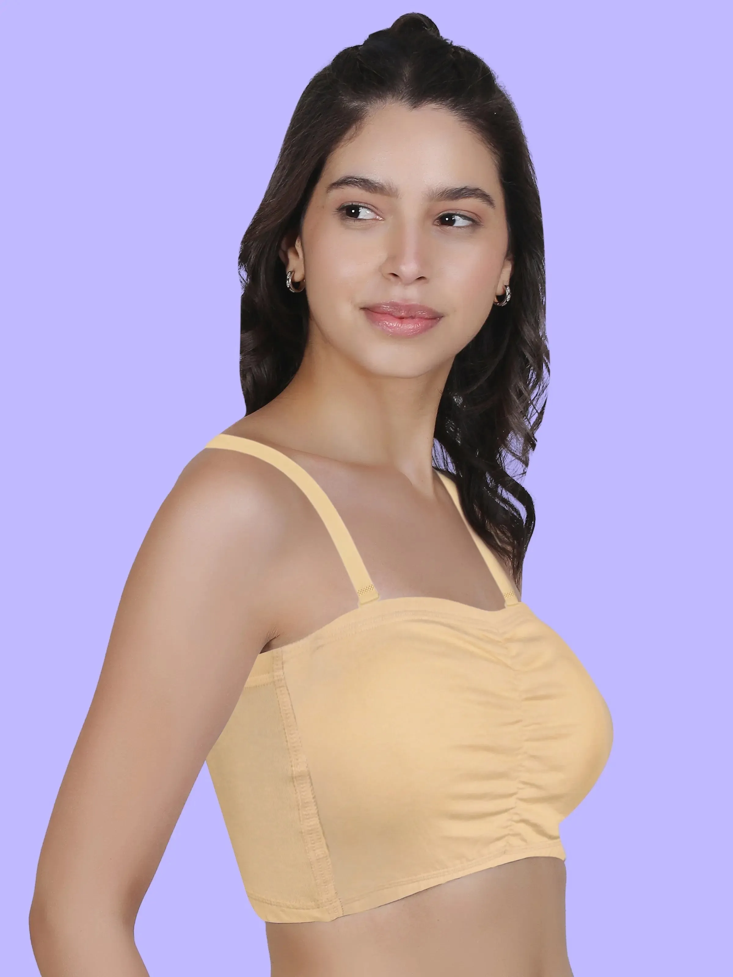 Cotton Strapless Tube Bra For Women| Bandeau Bra With Removable Pads | Skin Tube Top With Straps Pack Of 1