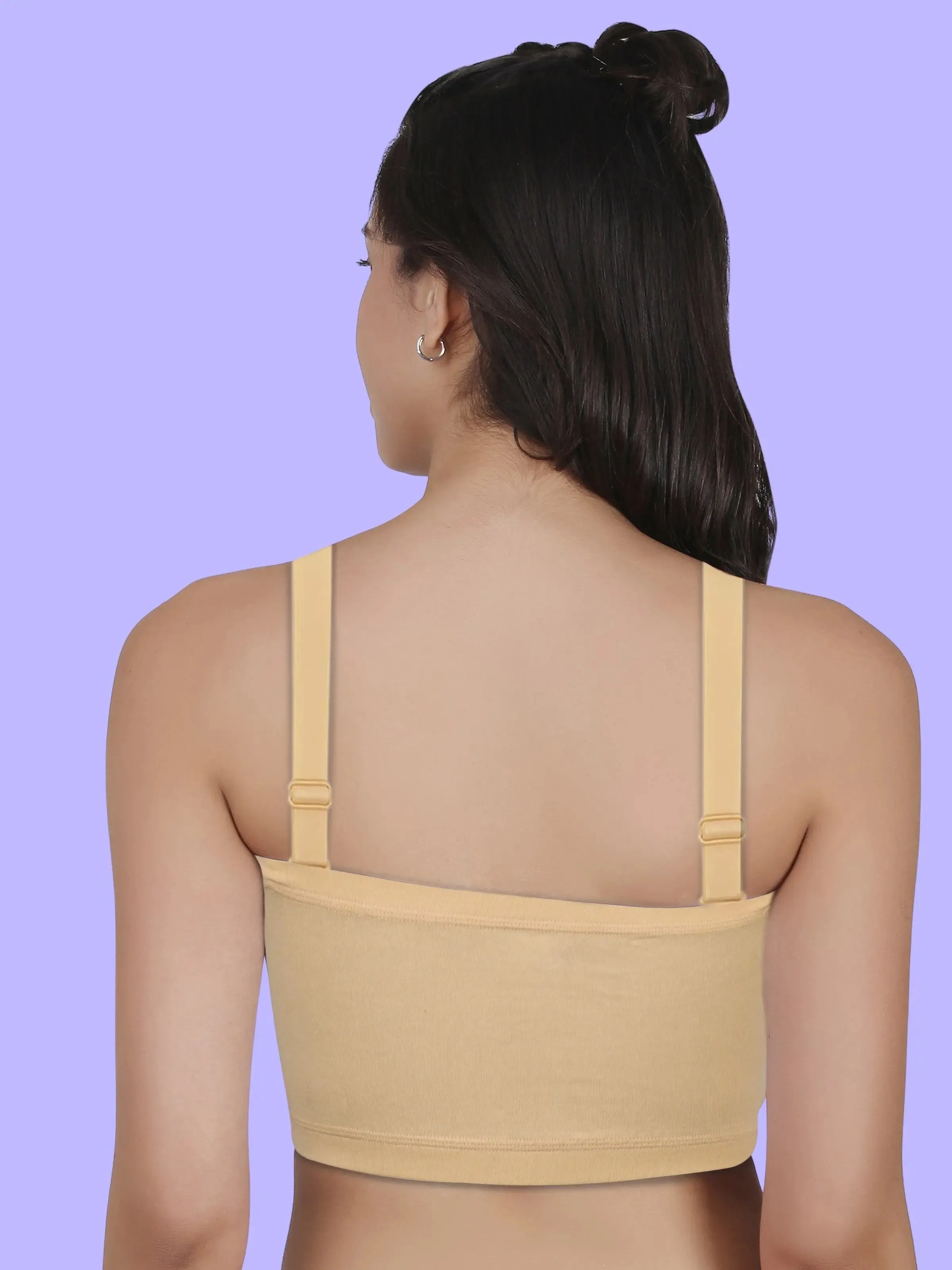 Cotton Strapless Tube Bra For Women| Bandeau Bra With Removable Pads | Skin Tube Top With Straps Pack Of 1