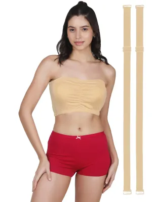 Cotton Strapless Tube Bra For Women| Bandeau Bra With Removable Pads | Skin Tube Top With Straps Pack Of 1