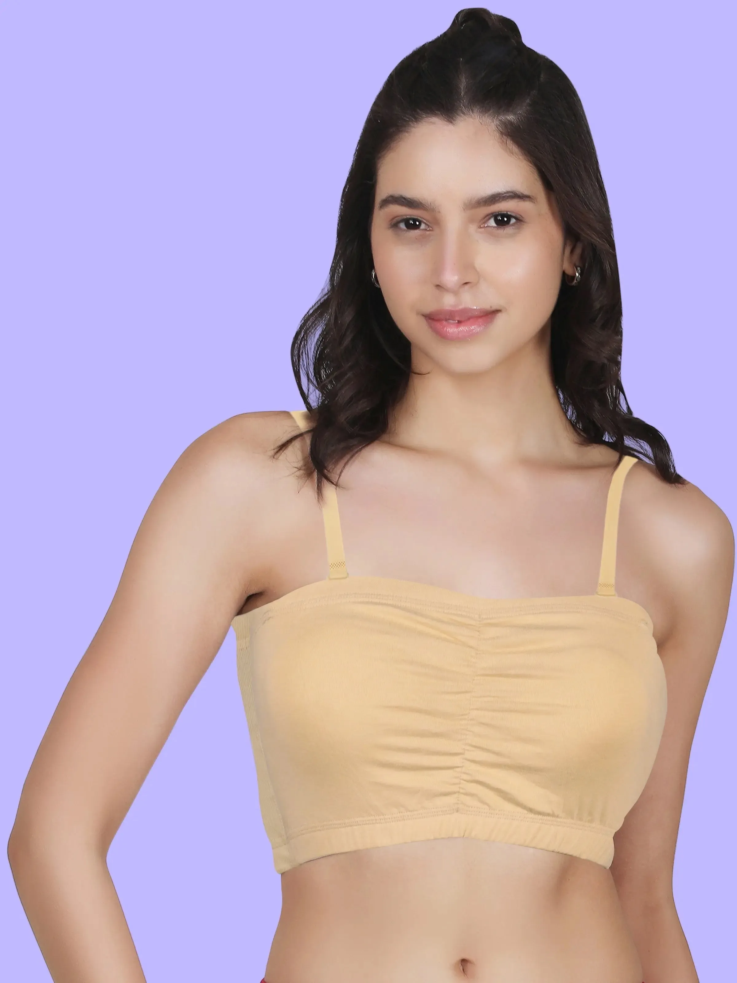 Cotton Strapless Tube Bra For Women| Bandeau Bra With Removable Pads | Skin Tube Top With Straps Pack Of 1