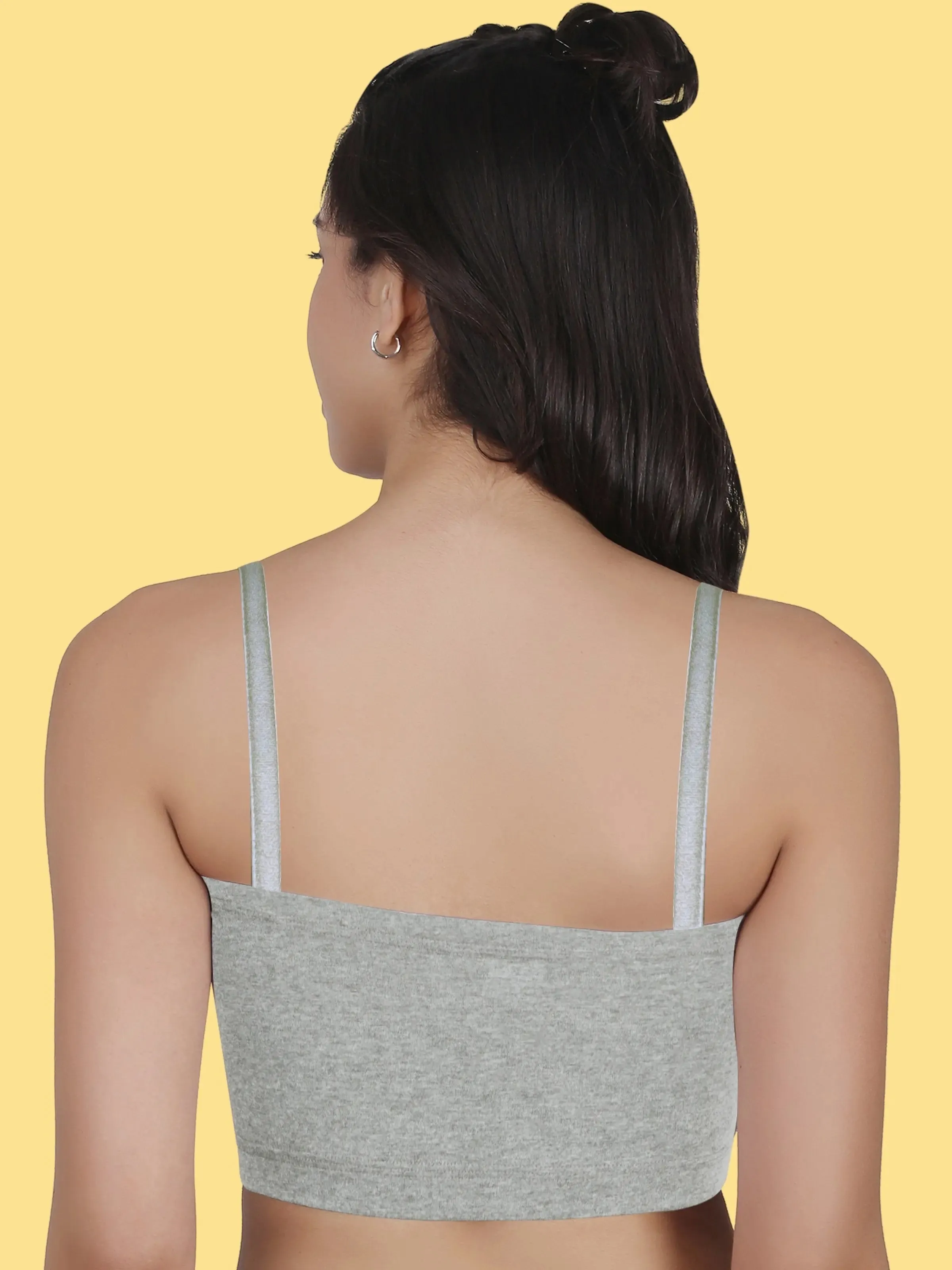 Cotton Strapless Tube Bra For Womens| Bandeau Bra With Removable Pads | Grey Tube Top With Straps Pack Of 2