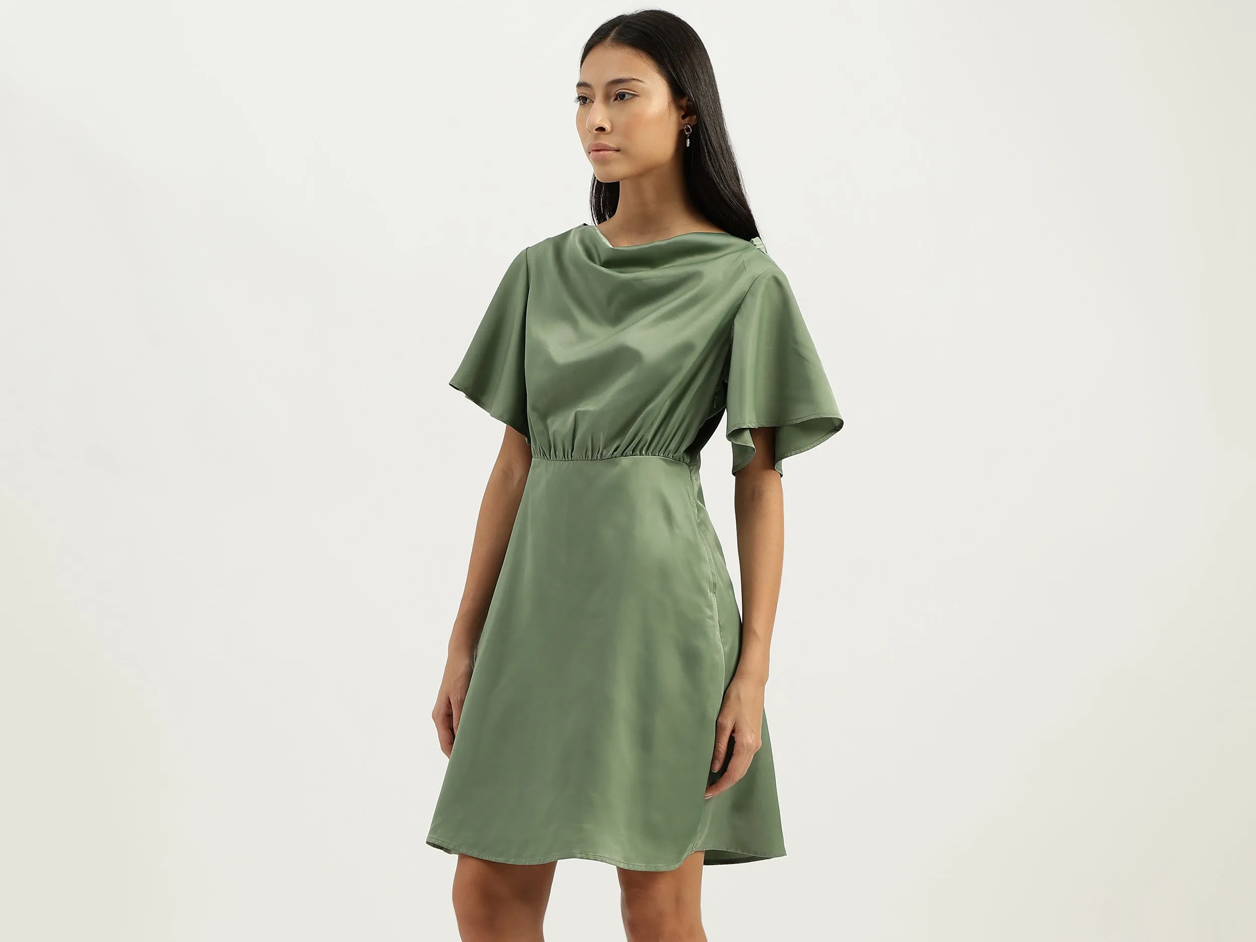 Cowl Neck Solid Dresses