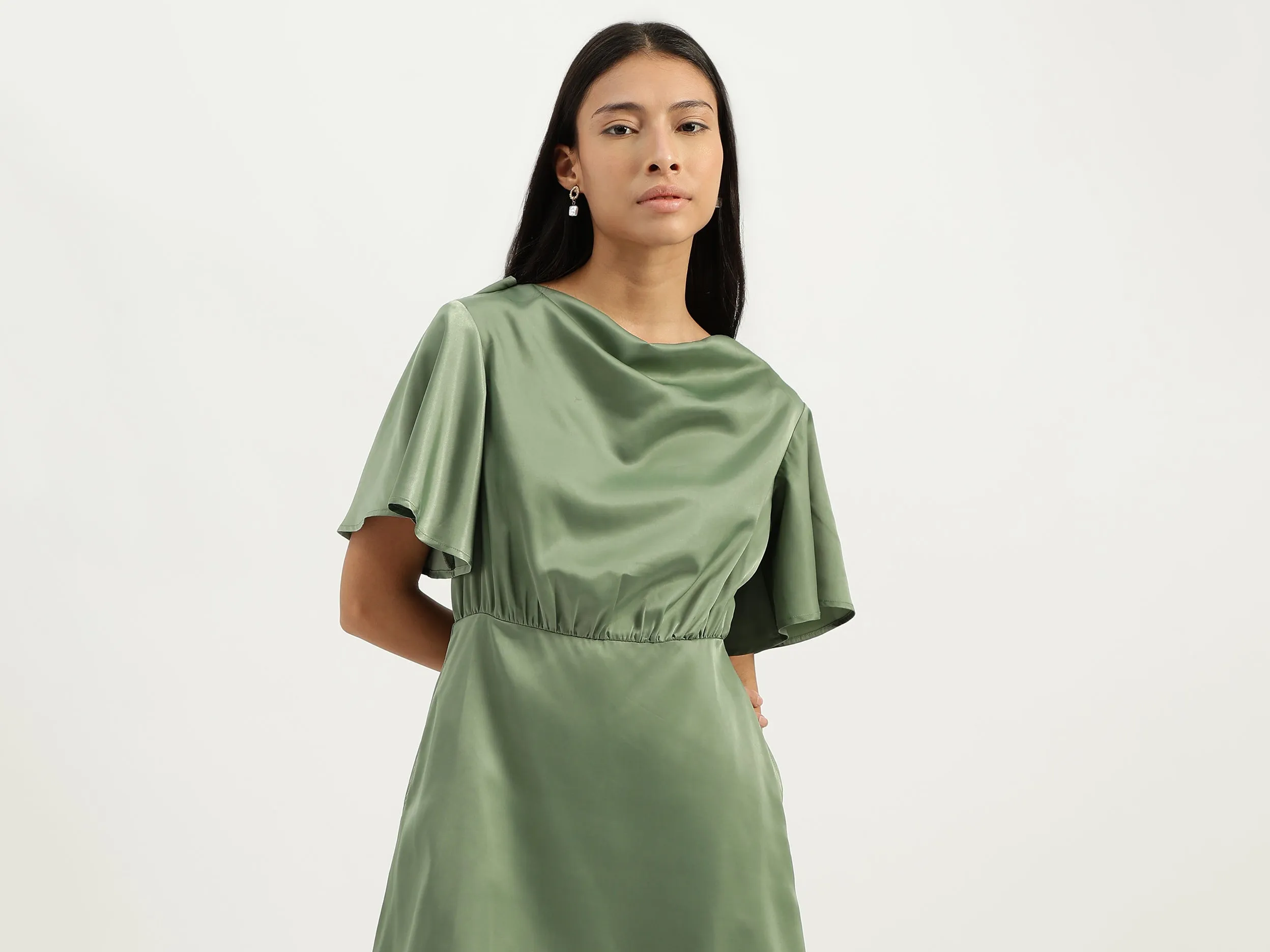 Cowl Neck Solid Dresses