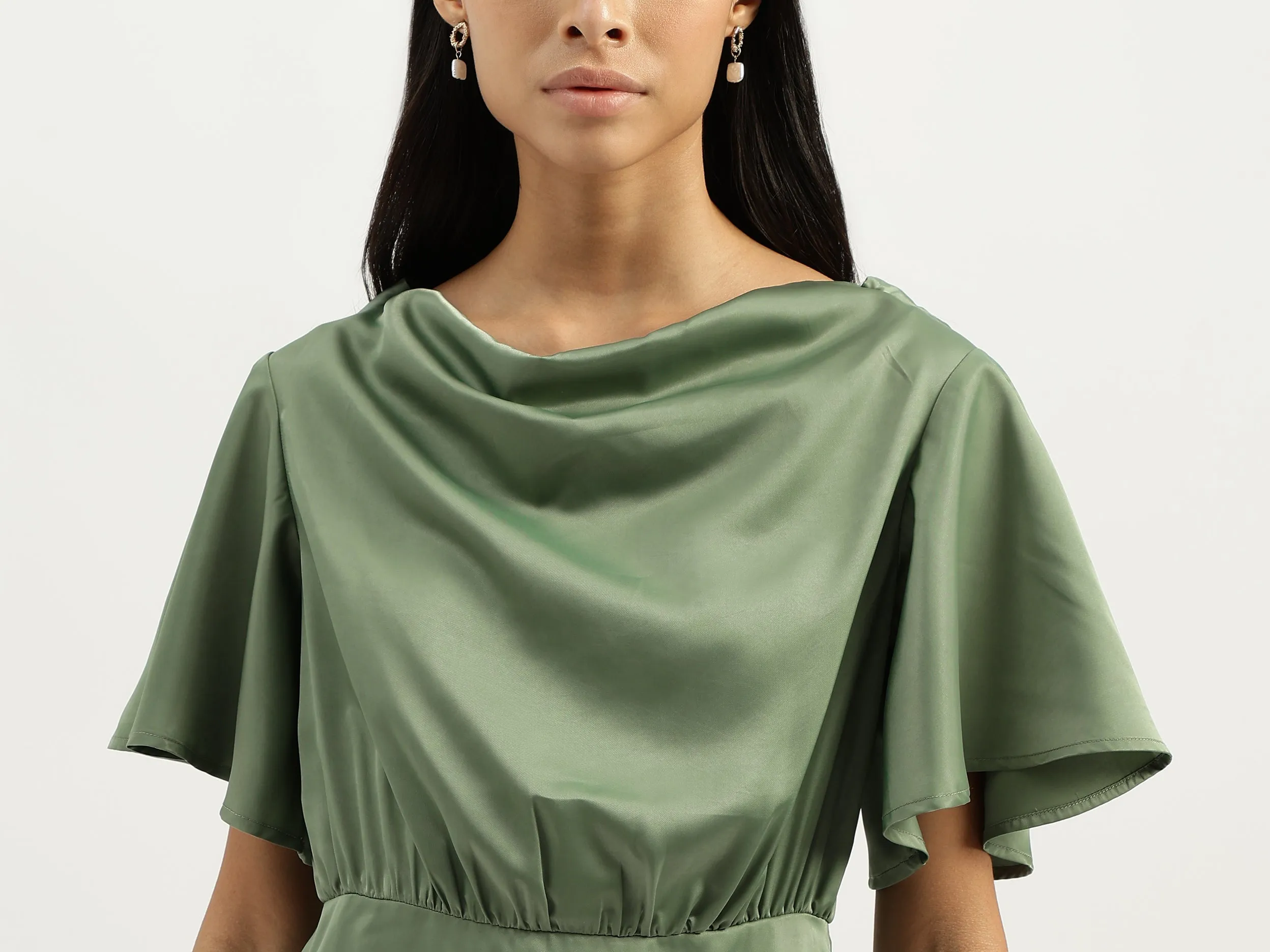 Cowl Neck Solid Dresses