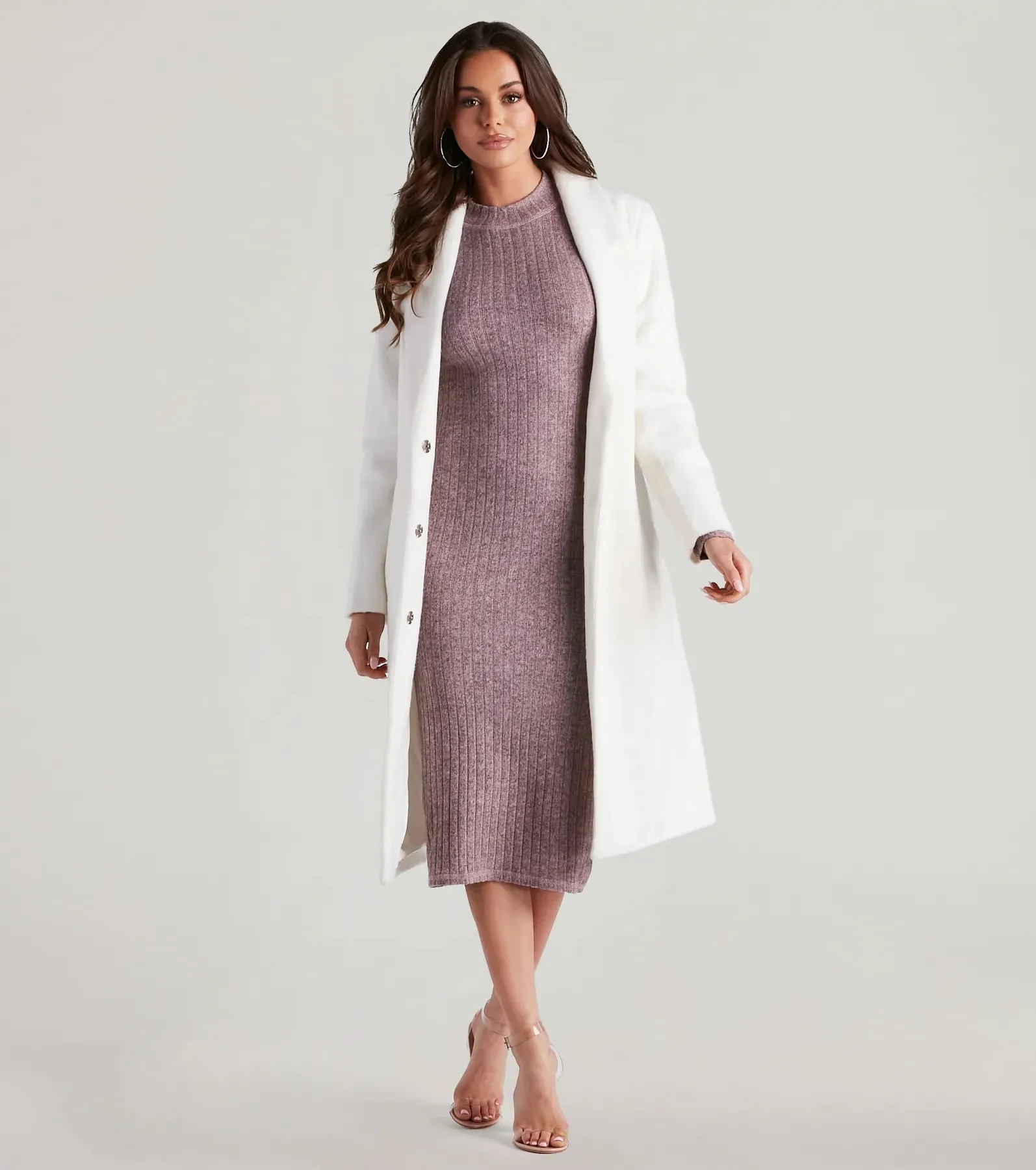 Cozy Love Mock Neck Midi Dress