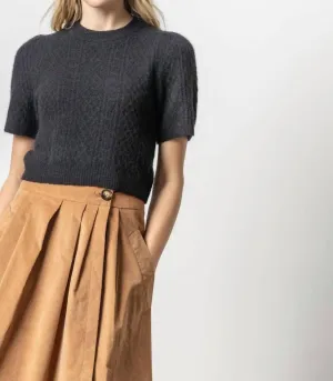 Cropped Cable Sweater In Black