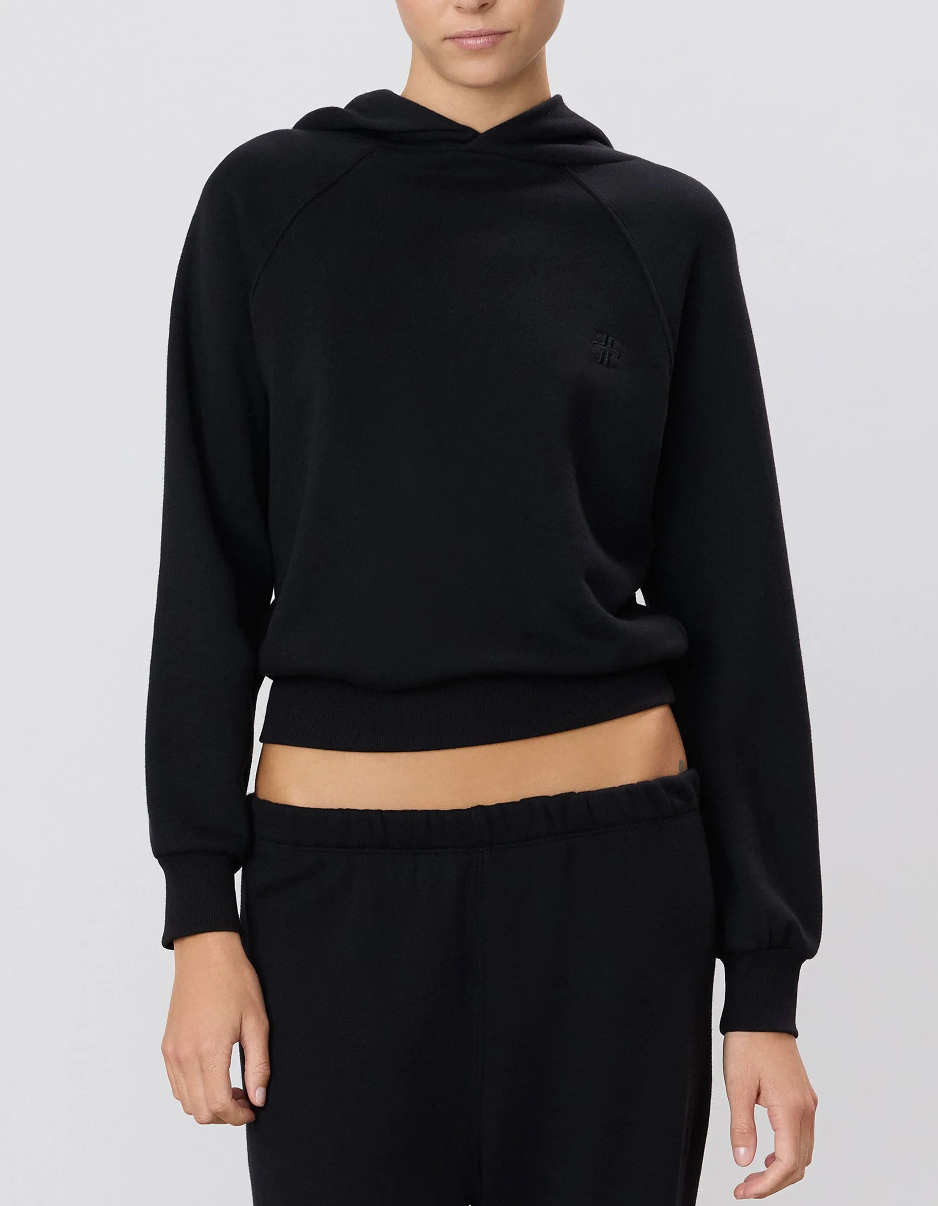 Cropped Hoodie mit Logo-Stickerei