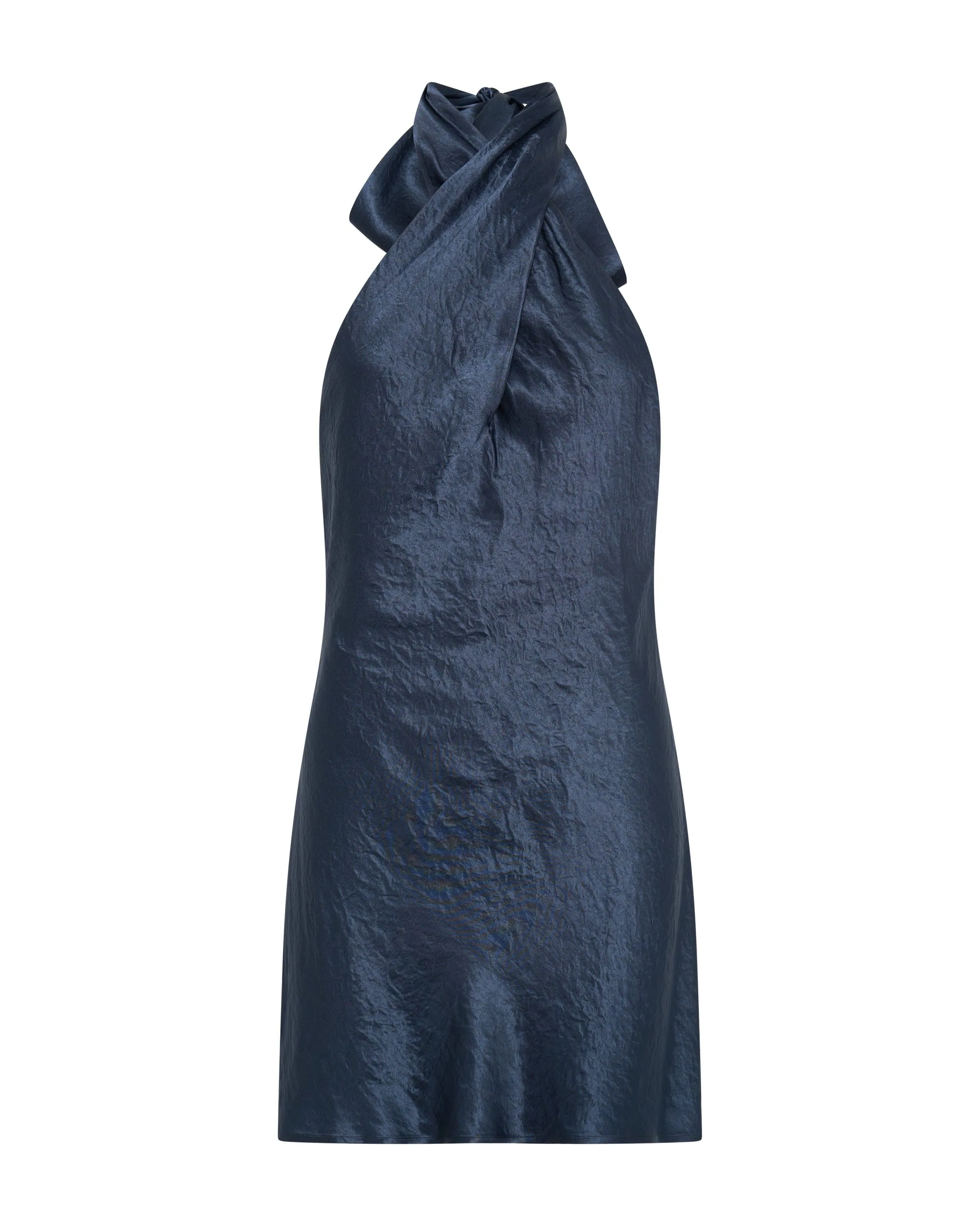 CRUSH WRAP NECK MINI | GUNMETAL