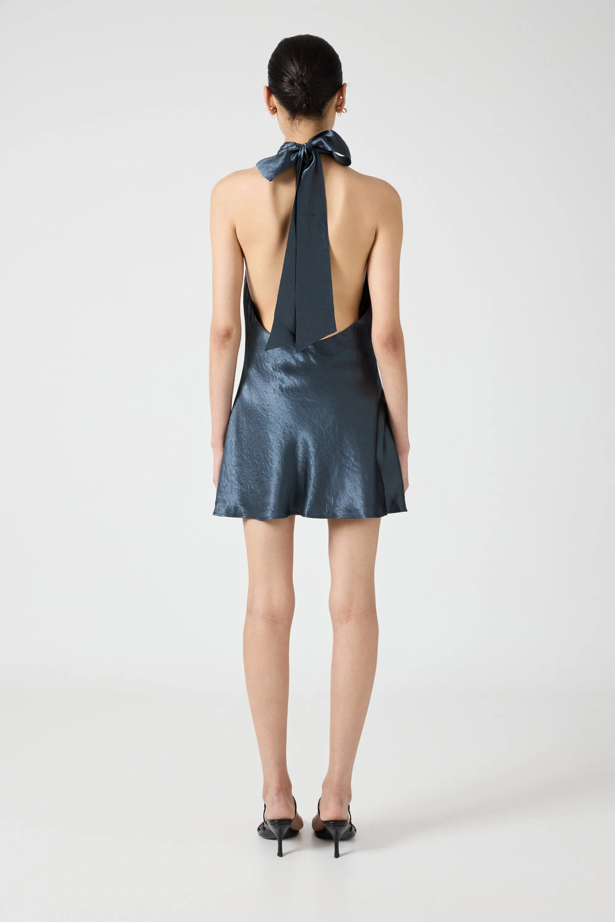 CRUSH WRAP NECK MINI | GUNMETAL