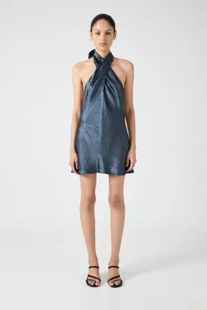 CRUSH WRAP NECK MINI | GUNMETAL