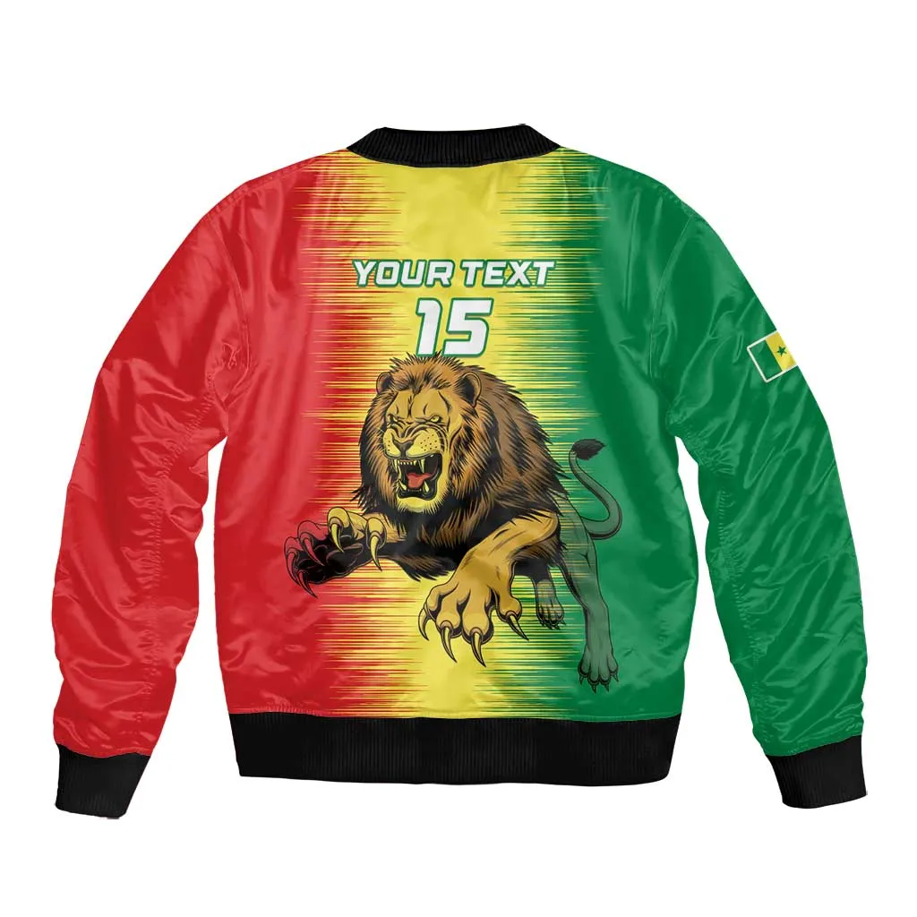 Custom Afro Senegal Football Bomber Jacket Lions of Teranga - Flag Style LT15