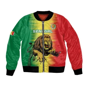 Custom Afro Senegal Football Bomber Jacket Lions of Teranga - Flag Style LT15