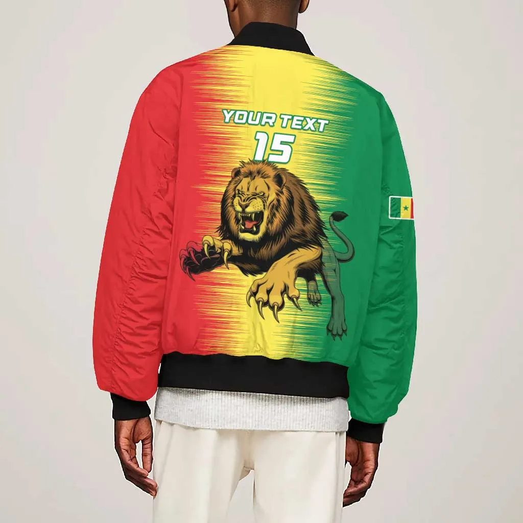 Custom Afro Senegal Football Bomber Jacket Lions of Teranga - Flag Style LT15