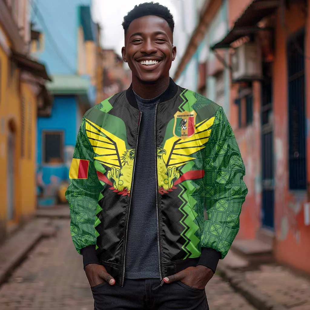 Custom Mali Football Bomber Jacket Les Aigles-Green, Gold & Red LT03