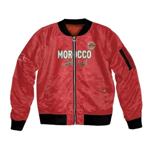 Custom Morocco Football Sleeve Zip Bomber Jacket Allez les Lions de lAtlas LT15