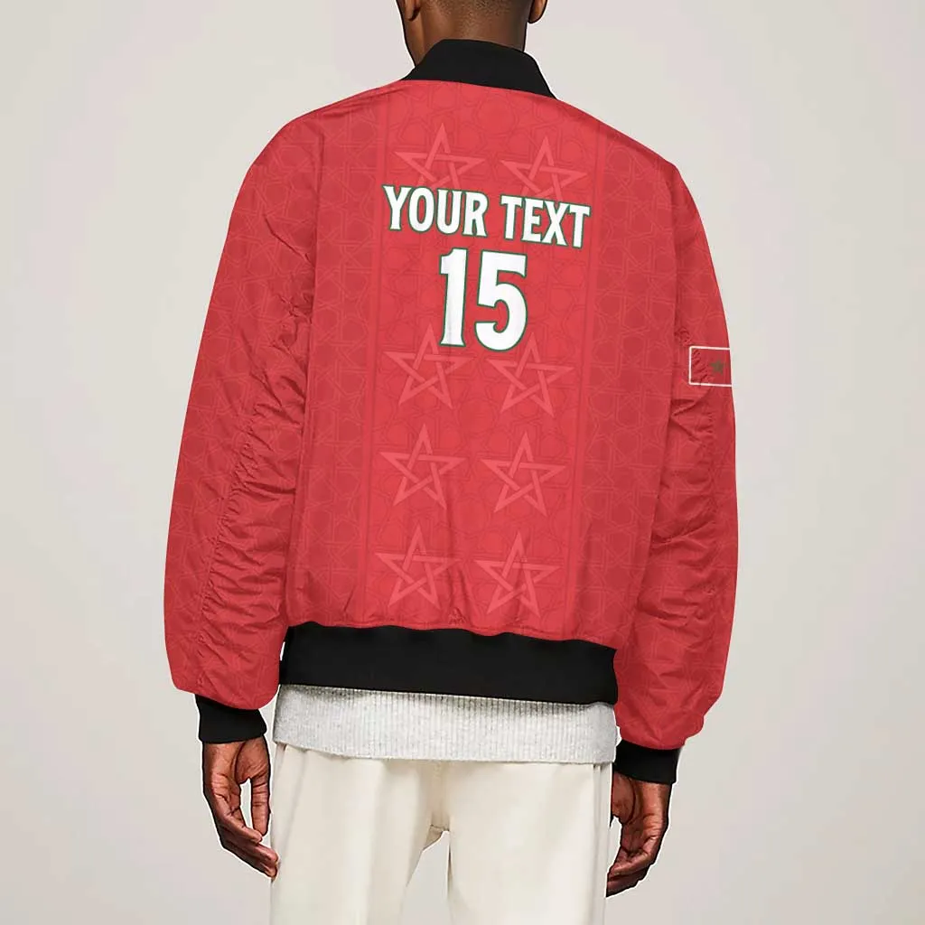Custom Morocco Football Sleeve Zip Bomber Jacket Allez les Lions de lAtlas LT15