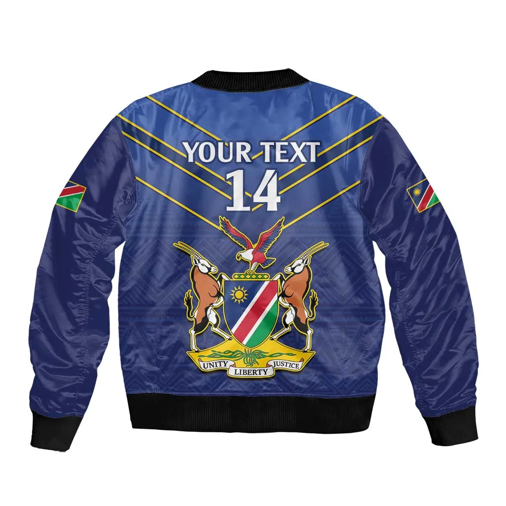 Custom Namibia Cricket Bomber Jacket 2024 Go Eagles African Pattern LT14