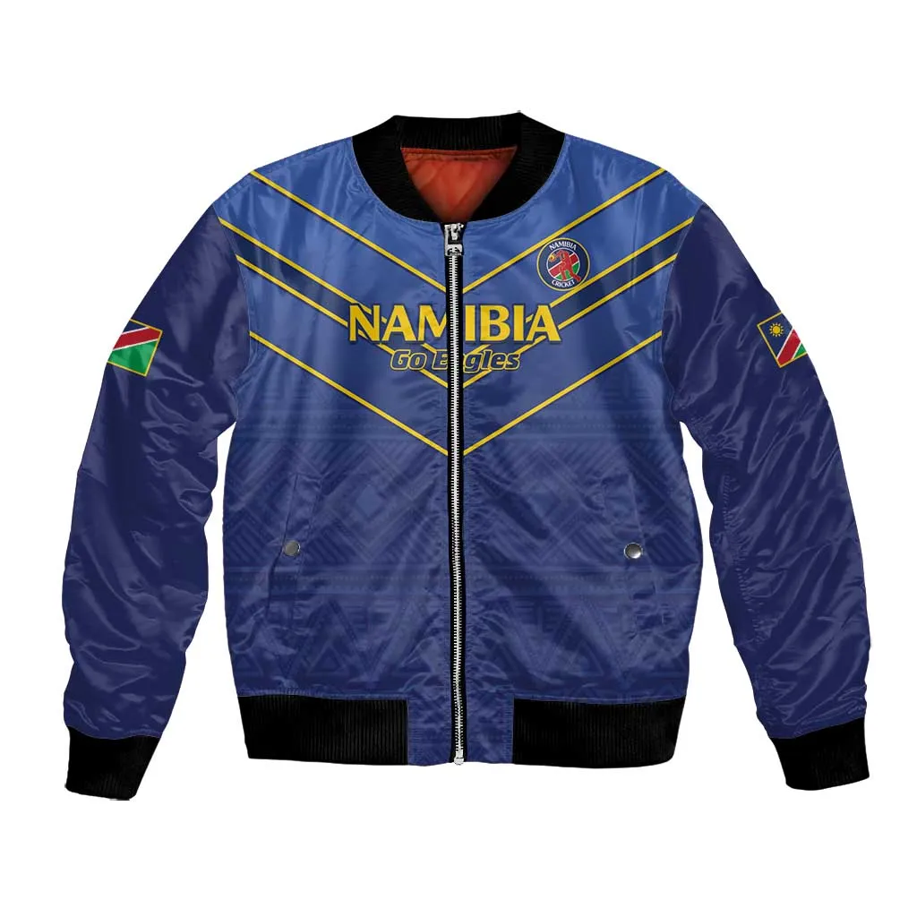 Custom Namibia Cricket Bomber Jacket 2024 Go Eagles African Pattern LT14
