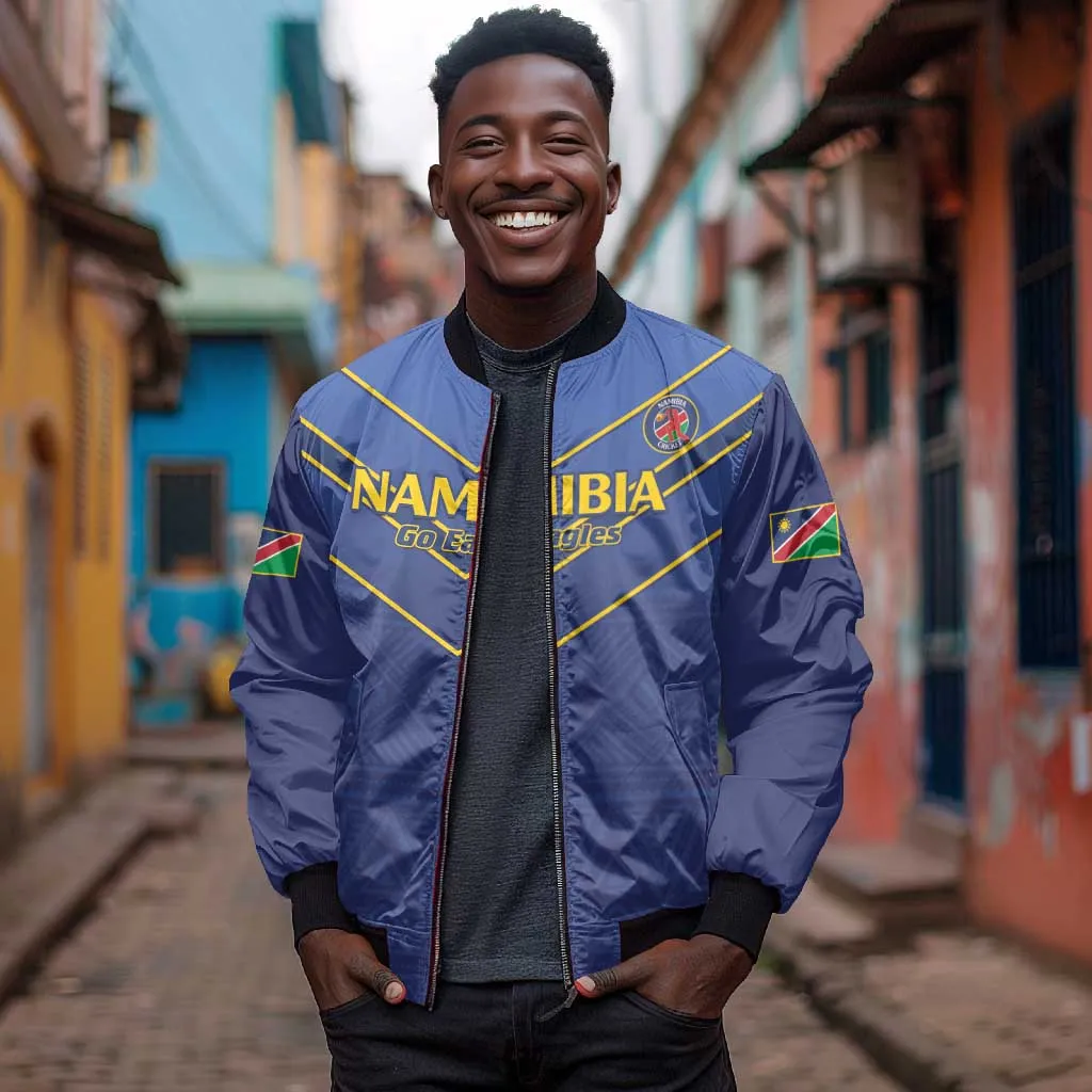 Custom Namibia Cricket Bomber Jacket 2024 Go Eagles African Pattern LT14