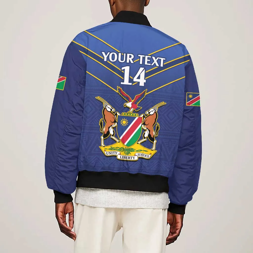 Custom Namibia Cricket Bomber Jacket 2024 Go Eagles African Pattern LT14