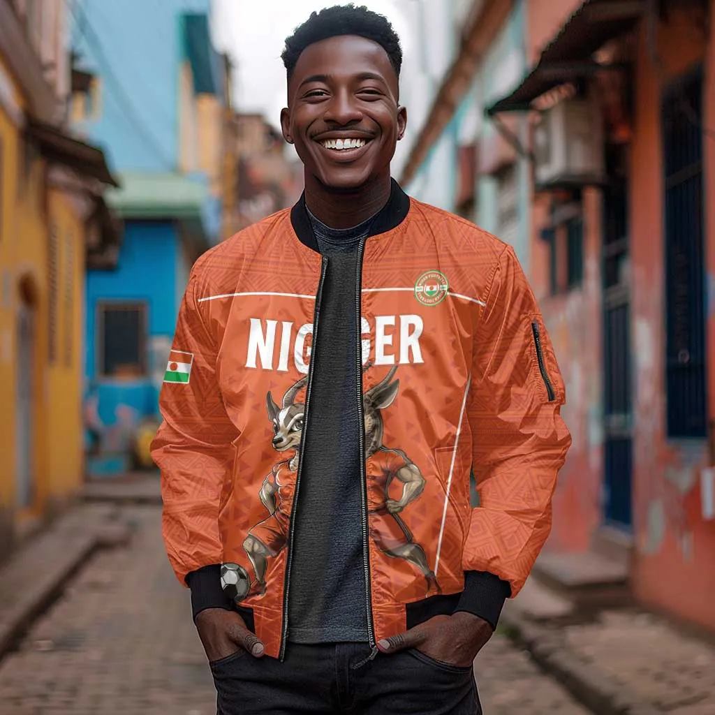 Custom Niger Football Sleeve Zip Bomber Jacket Allez Menas LT15