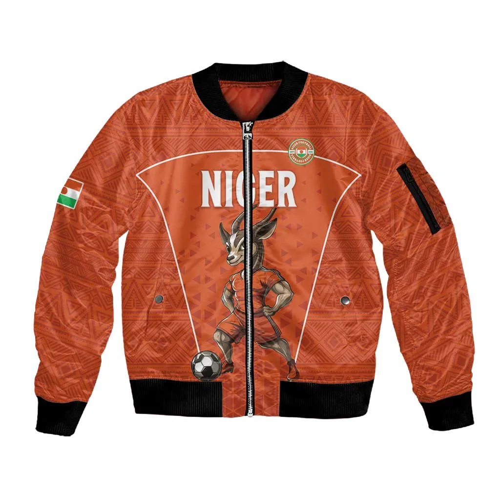 Custom Niger Football Sleeve Zip Bomber Jacket Allez Menas LT15