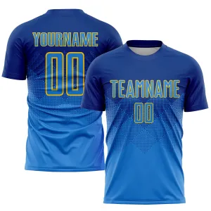 Custom Royal Powder Blue-Gold Sublimation Soccer Uniform Jersey