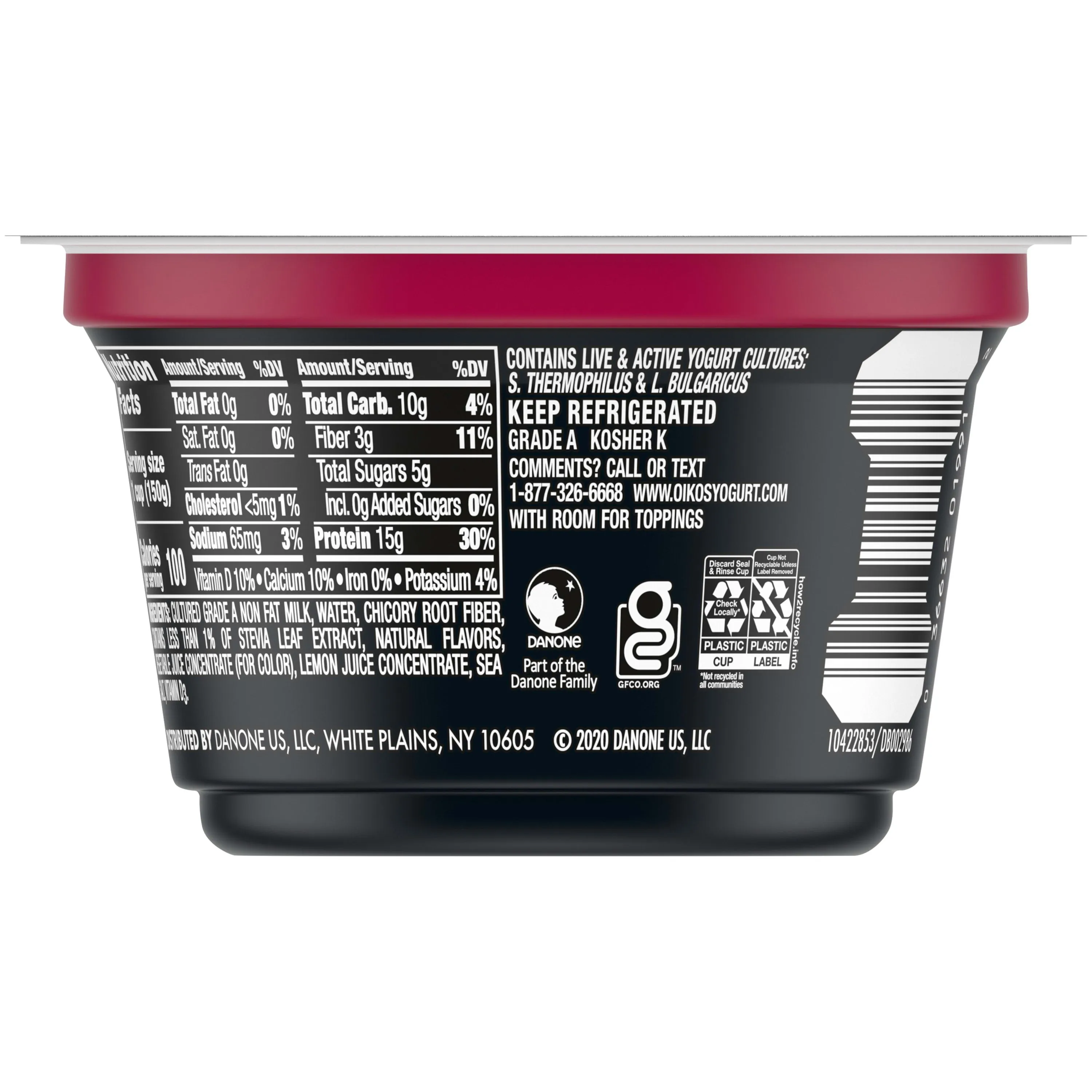 Dannon Oikos Triple Zero Cherry Yogurt 5.3oz