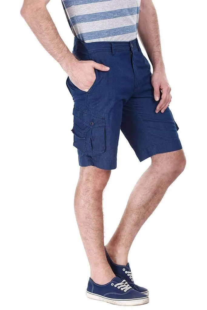 Denim Slub Slim Fit Cargo Shorts