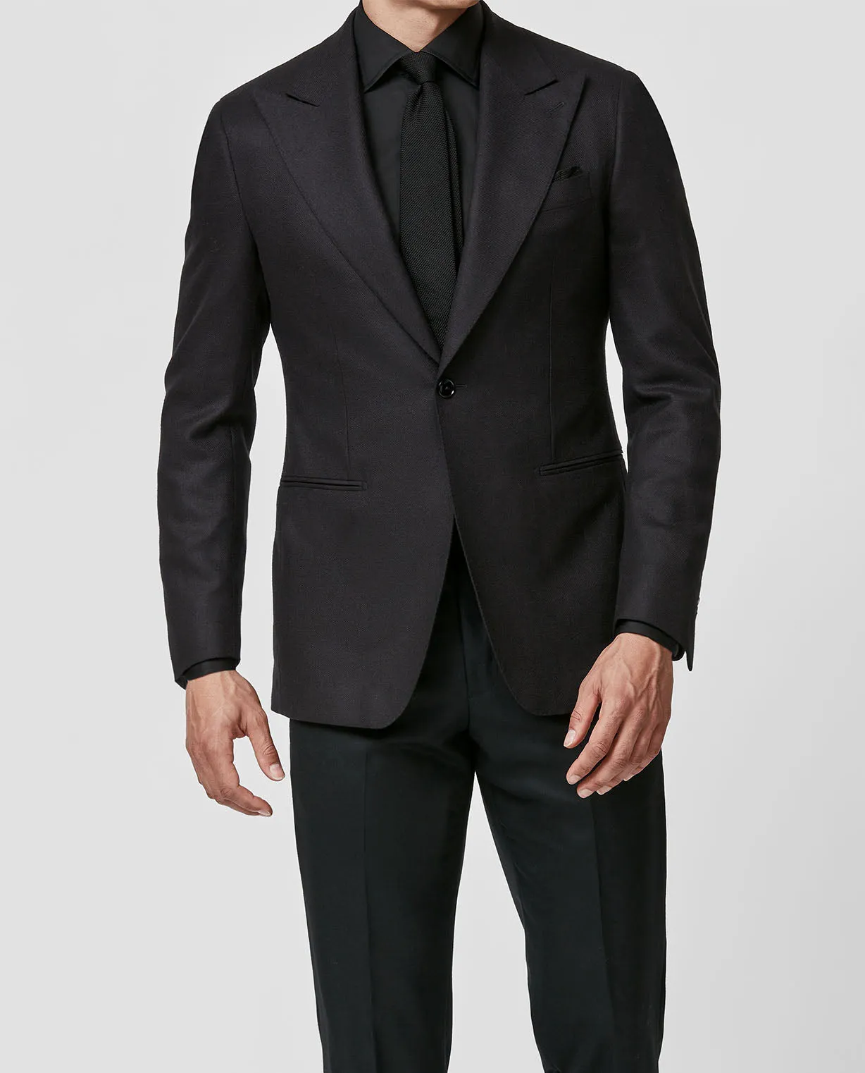 Di Pray Black Silk & Wool Basketweave