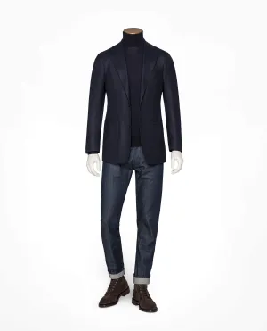 Dino Filarte S110 Merino Wool Dark Blue Brushed Twill