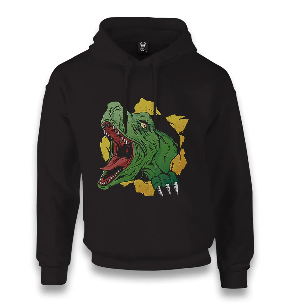 Dinosaur Tearing Up the Tshirt Unisex Black Hoodie