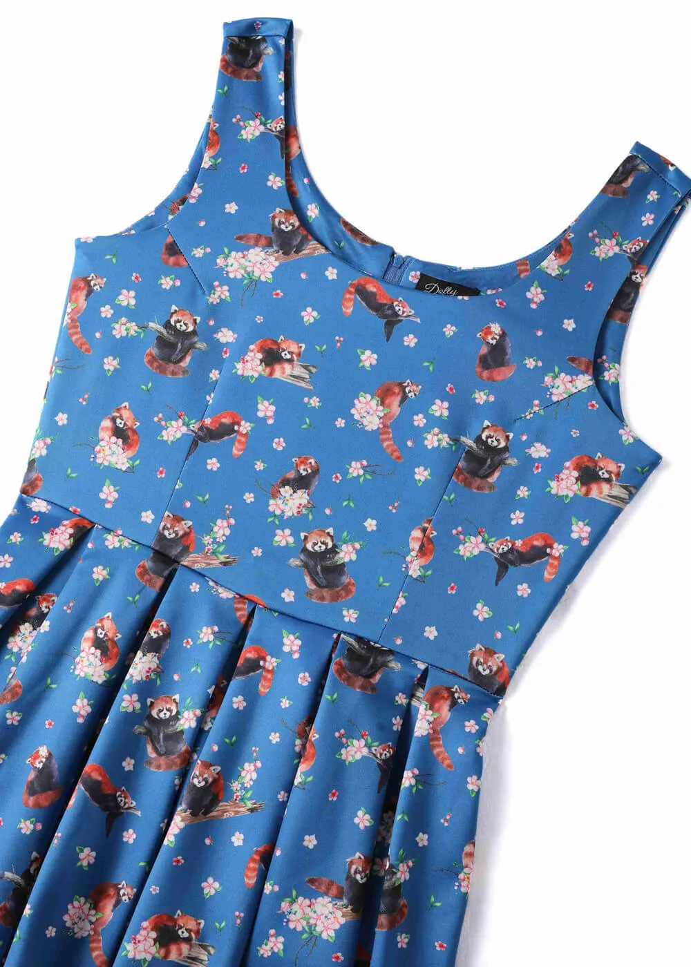 Dolly & Dotty Amanda Red Panda 50's Swing Dress Blue