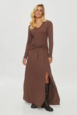 Draped Long Dress with Fitted Waist